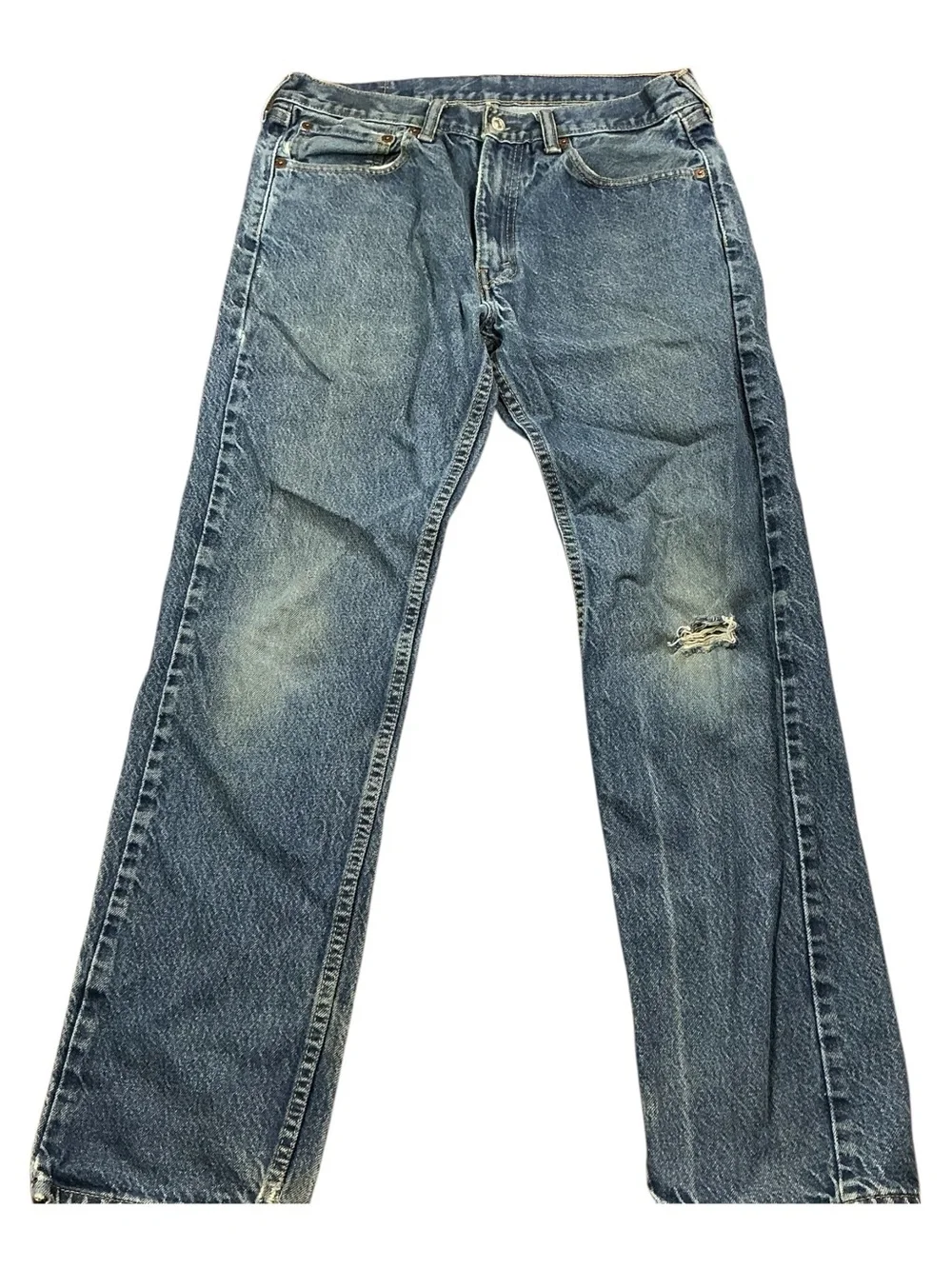 Y2K Levi’s beaded custom medium wash straight leg jeans 33 x 30